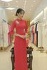 TT0056- Áo dài thêu tay hoa thủy tiên đỏ nhung