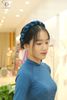 TT0061- Áo dài gấm hoa hồng màu cổ vịt