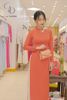 TT0072-ÁO DÀI TRUYỀN THỐNG LỤA NHUNG TRƠN CAM ĐẤT