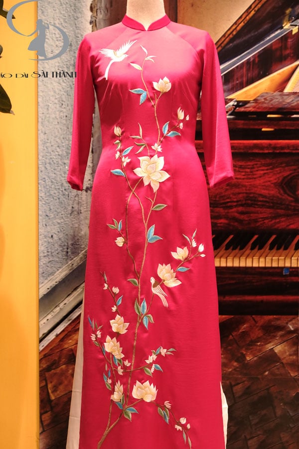 TT0135- Áo dài thêu hoa Mộc lan
