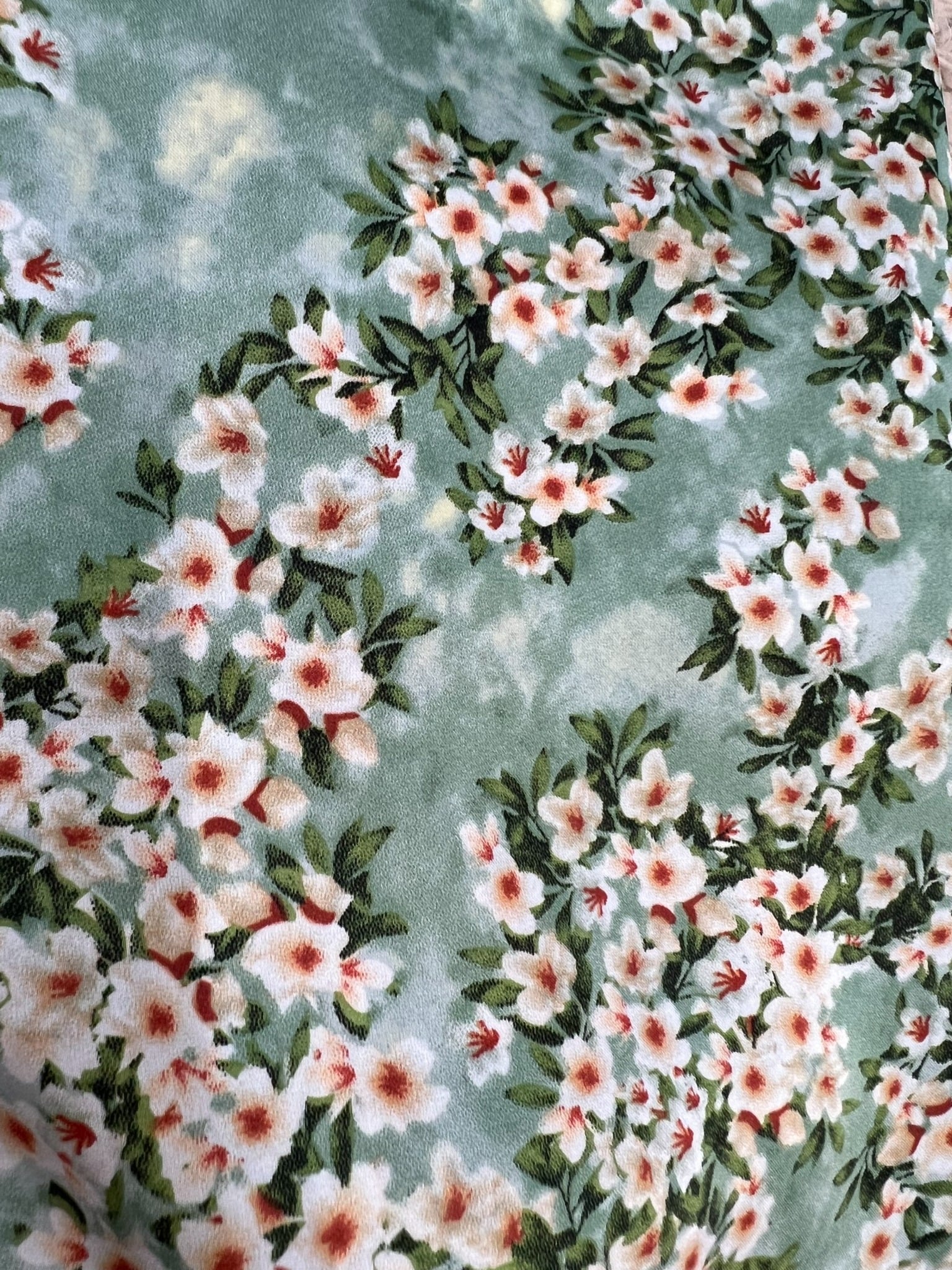 G34- Satin hoa đào xanh mint