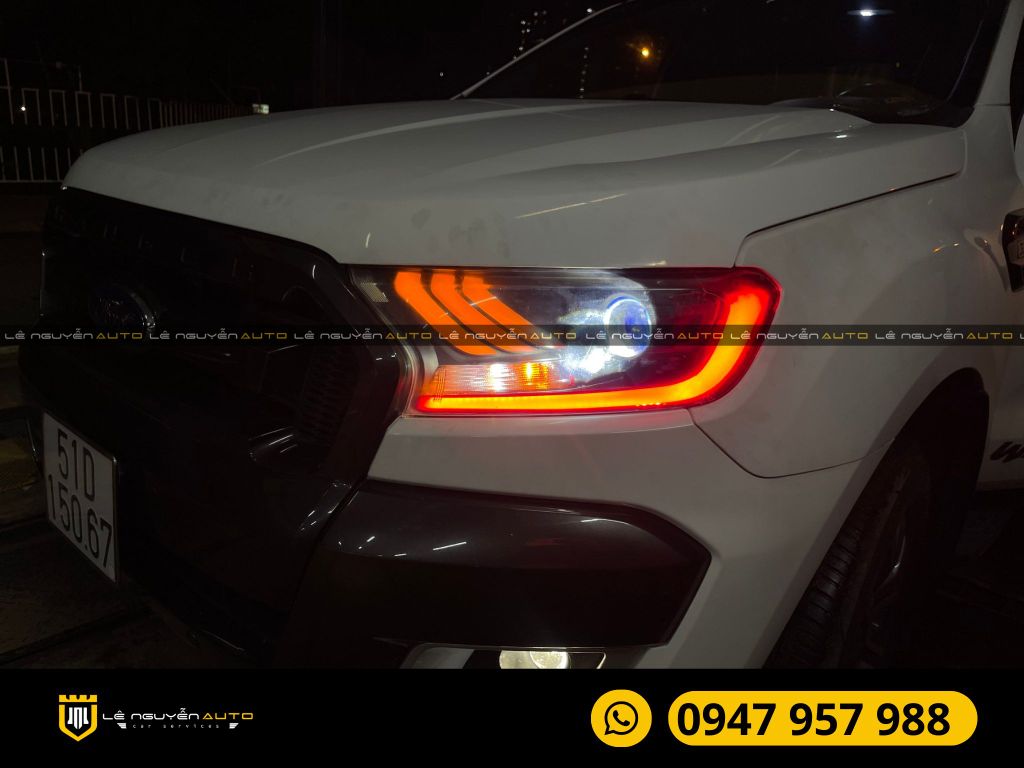 XE FORD RANGER ĐỘ BI AOZOOM XLED PRO DOMAX VỚI LED MÍ LED XI NHAN