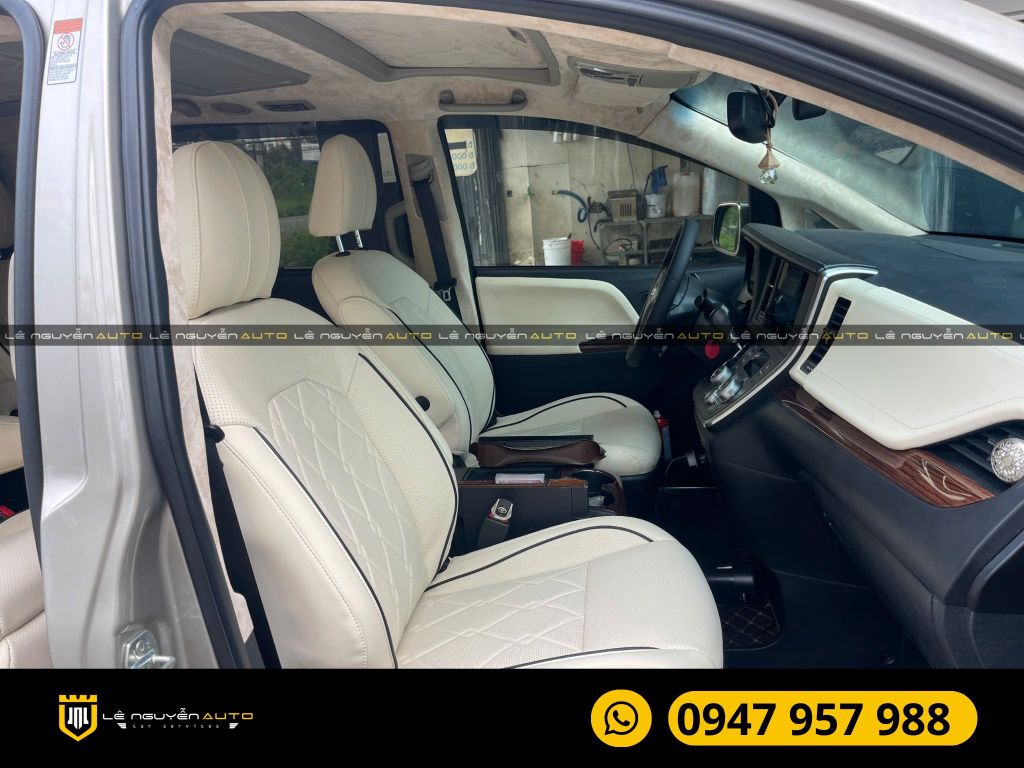 TOYOTA SIENNA 2015 BỌC DA Ý BỌC TRẦN DA LỘN ALCANTARA VÀ LÓT SÀN 6D 360 ĐỘ
