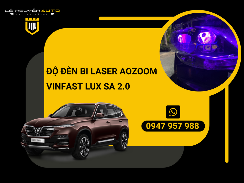 Độ Đèn Bi Laser Aozoom Vinfast Lux SA2.0