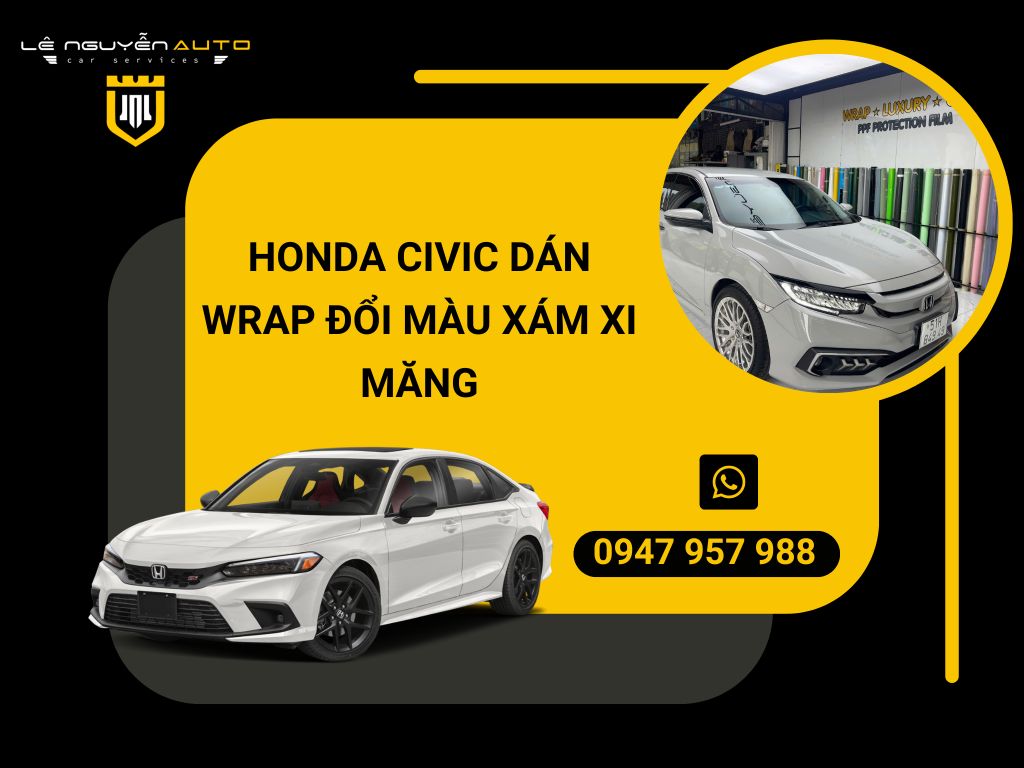 HONDA CIVIC DÁN WRAP ĐỔI MÀU XÁM XI MĂNG