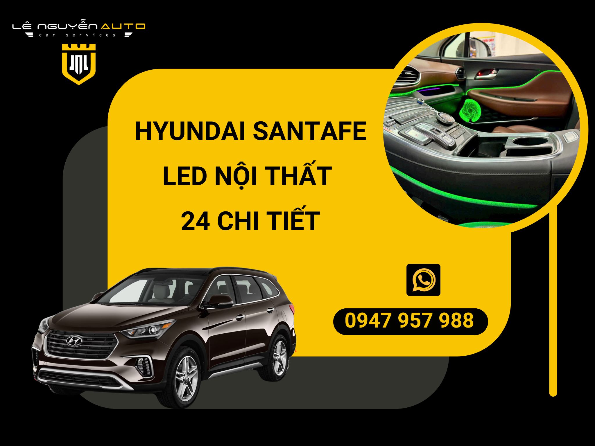  HYUNDAI SANTAFE - LED NỘI THẤT 24 CHI TIẾT 