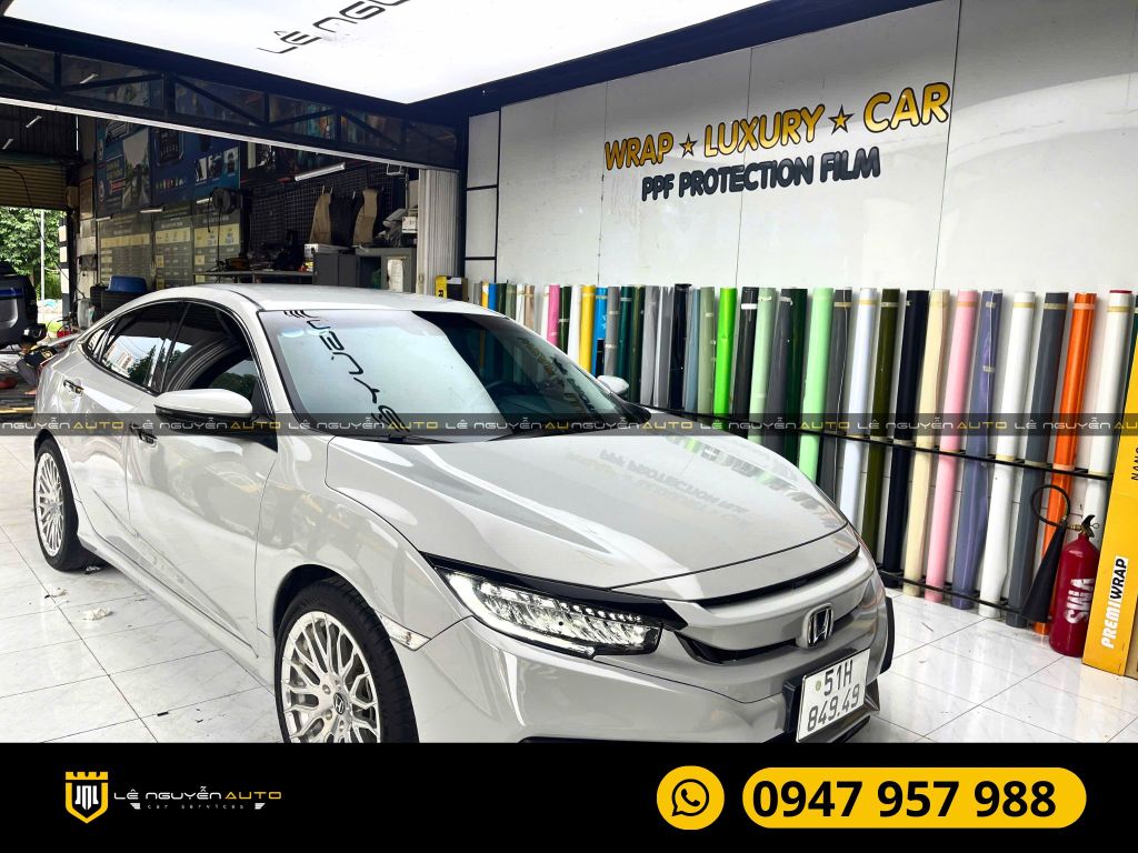 HONDA CIVIC DÁN WRAP ĐỔI MÀU XÁM XI MĂNG