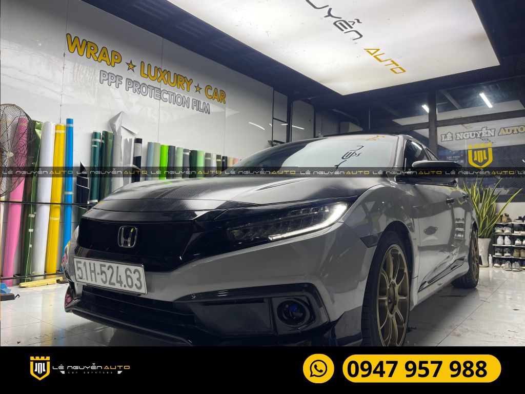 WRAP ĐỔI MÀU XÁM XI MĂNG XE HONDA CIVIC