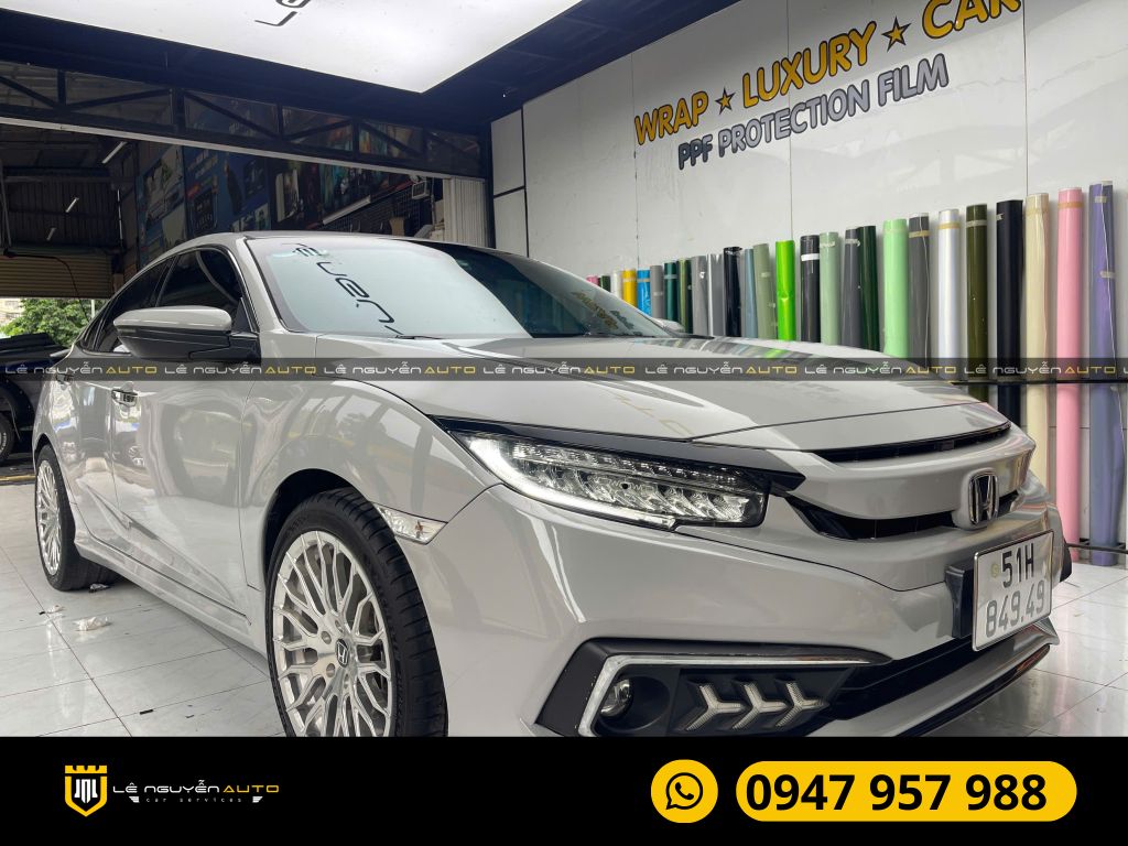 HONDA CIVIC DÁN WRAP ĐỔI MÀU XÁM XI MĂNG