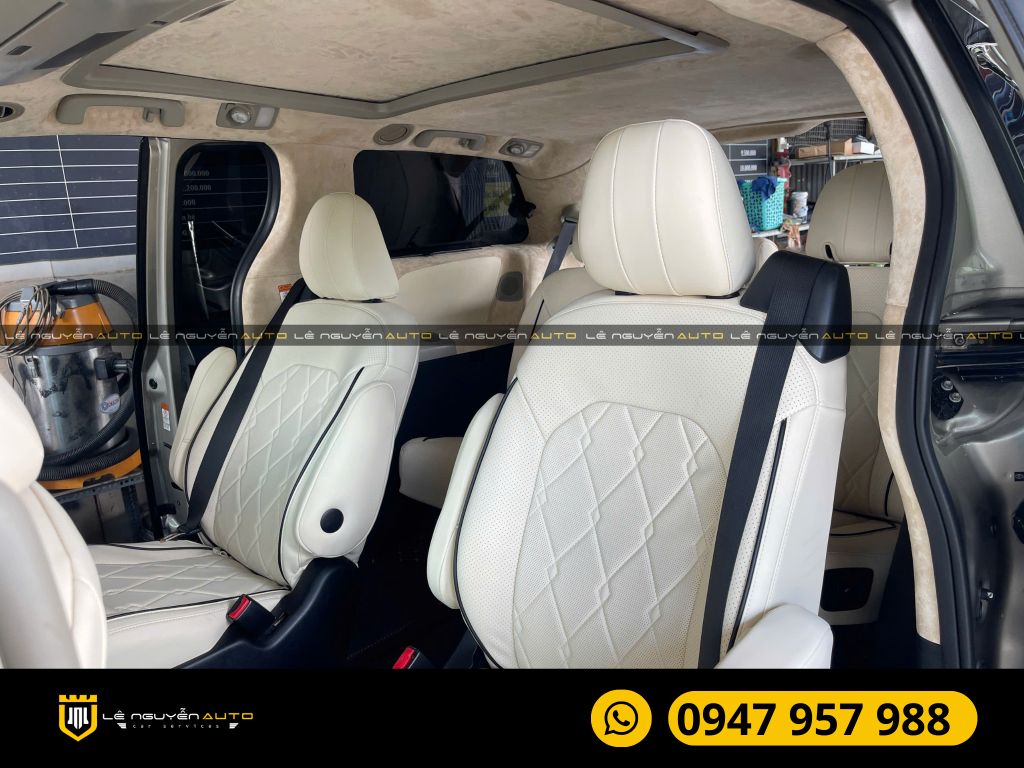 TOYOTA SIENNA 2015 BỌC DA Ý BỌC TRẦN DA LỘN ALCANTARA VÀ LÓT SÀN 6D 360 ĐỘ
