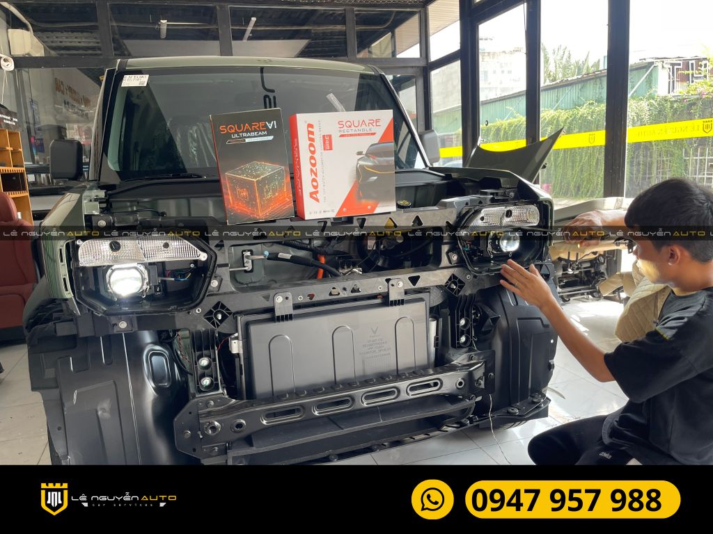 VINFAST VF3 ĐỘ ĐÈN SQUARE V1