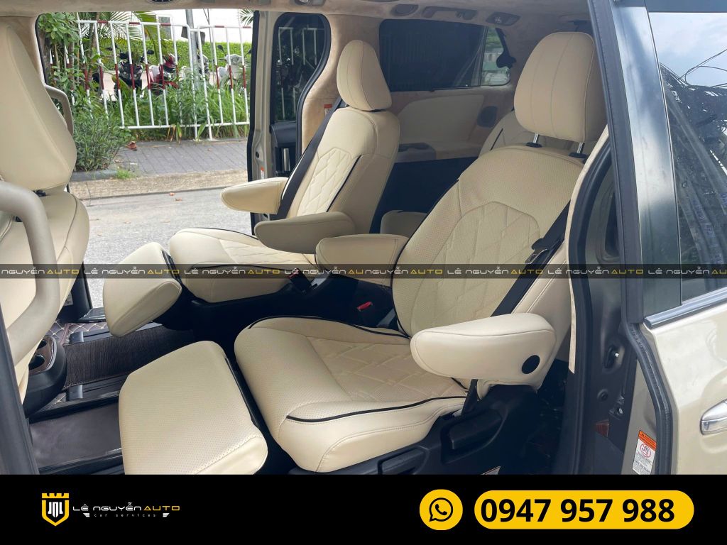 TOYOTA SIENNA 2015 BỌC DA Ý BỌC TRẦN DA LỘN ALCANTARA VÀ LÓT SÀN 6D 360 ĐỘ