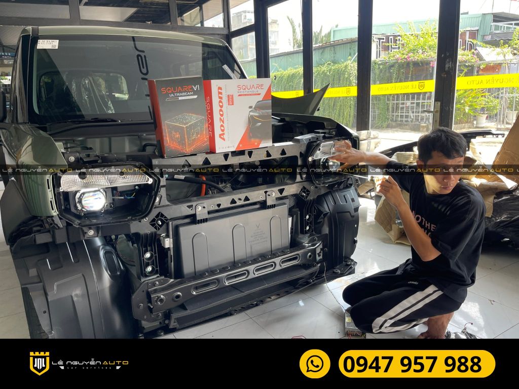 VINFAST VF3 ĐỘ ĐÈN SQUARE V1