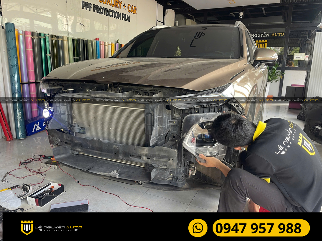 SANTAFE 2019 LẮP BI PHA AOZOOM LASER JAGUAR VÀ SQUARE V1