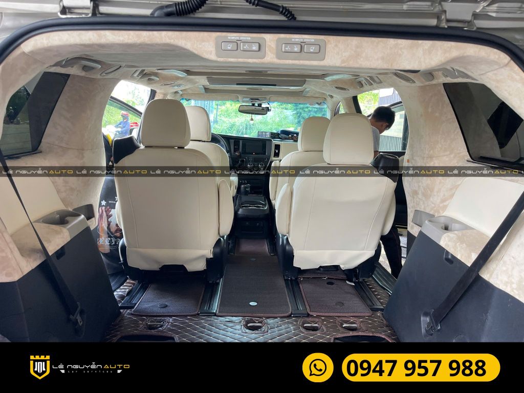 TOYOTA SIENNA 2015 BỌC DA Ý BỌC TRẦN DA LỘN ALCANTARA VÀ LÓT SÀN 6D 360 ĐỘ