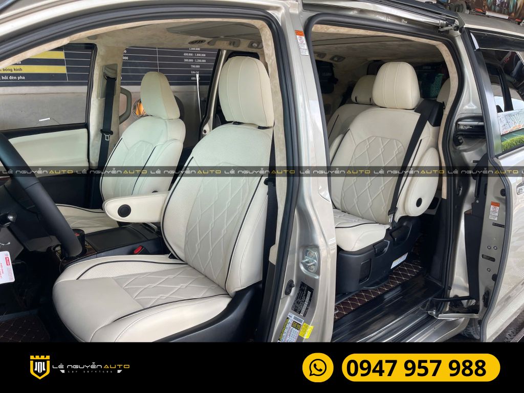 TOYOTA SIENNA 2015 BỌC DA Ý BỌC TRẦN DA LỘN ALCANTARA VÀ LÓT SÀN 6D 360 ĐỘ
