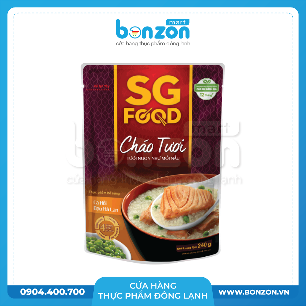CHÁO TƯƠI CÁ HỒI ĐẬU HÀ LAN SG FOOD (240G)