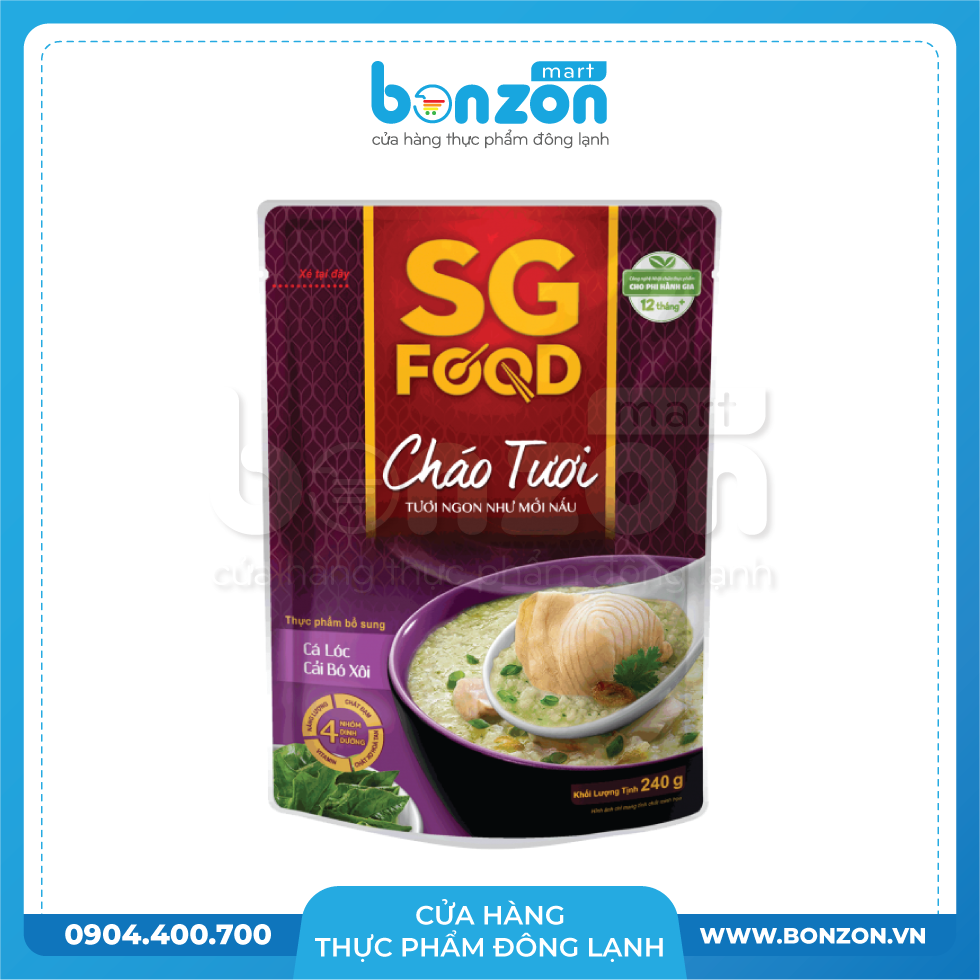 CHÁO TƯƠI CÁ LÓC CẢI BÓ XÔI SG FOOD (240G)