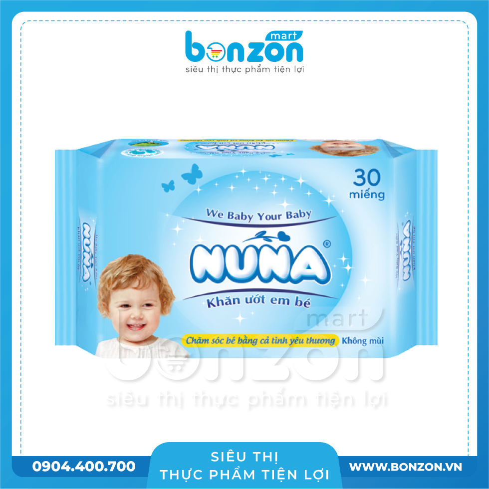 KHĂN ƯỚT NUNA 30 MIẾNG KHÔNG MÙI