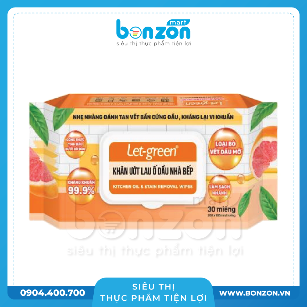 KHĂN LAU Ố DẦU NHÀ BẾP LET GREEN 30 MIẾNG
