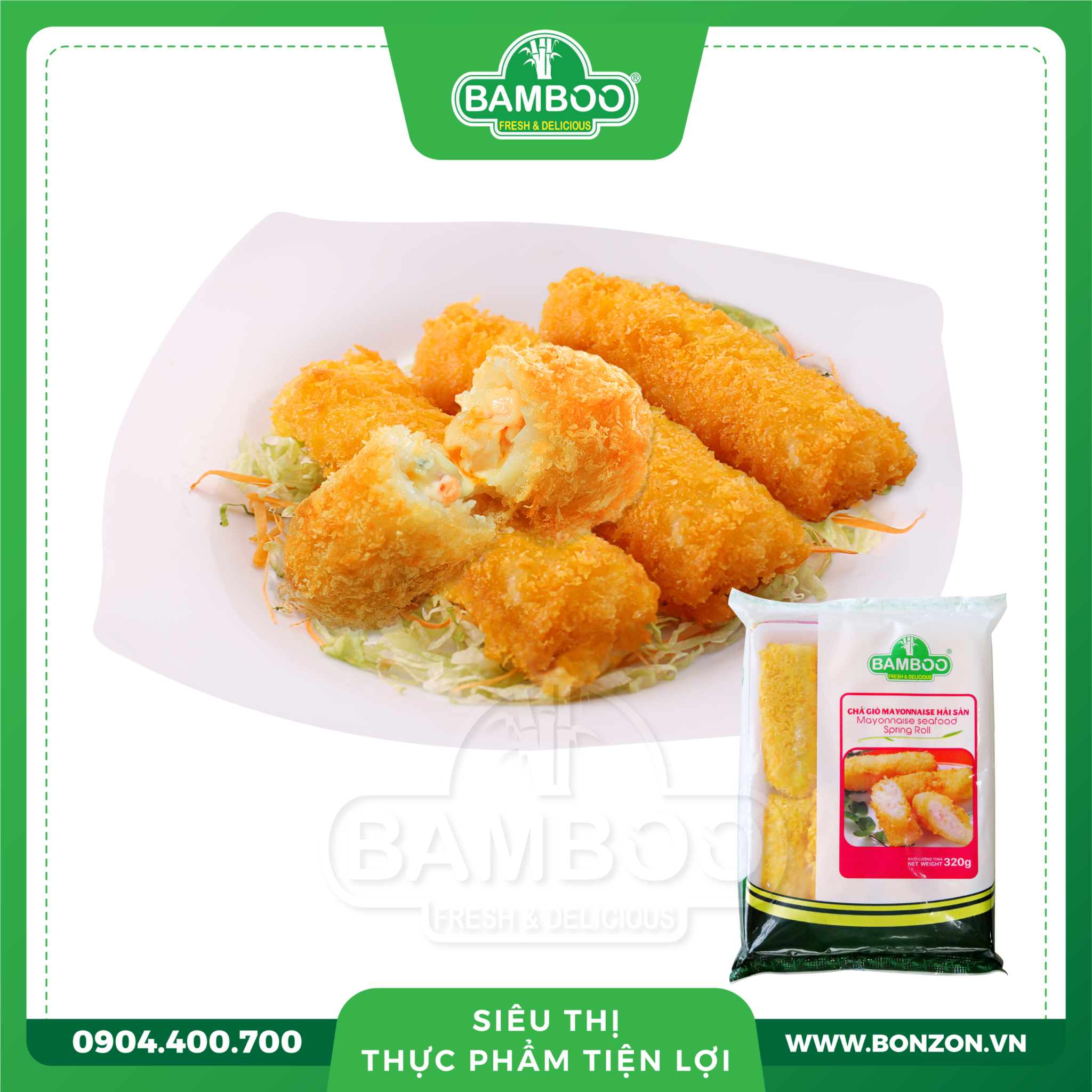 CHẢ GIÒ HẢI SẢN MAYONNAISE BAMBOO 40G (320G)