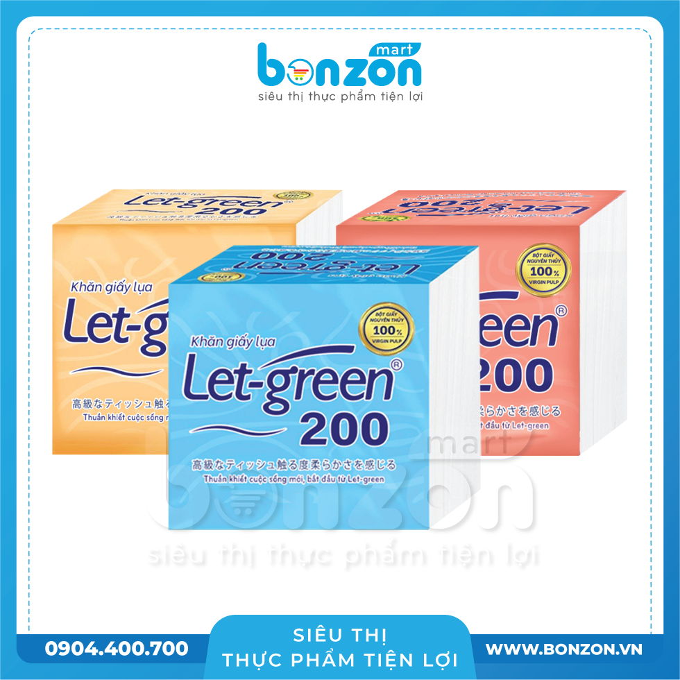 KHĂN GIẤY LỤA LET GREEN 200 TỜ