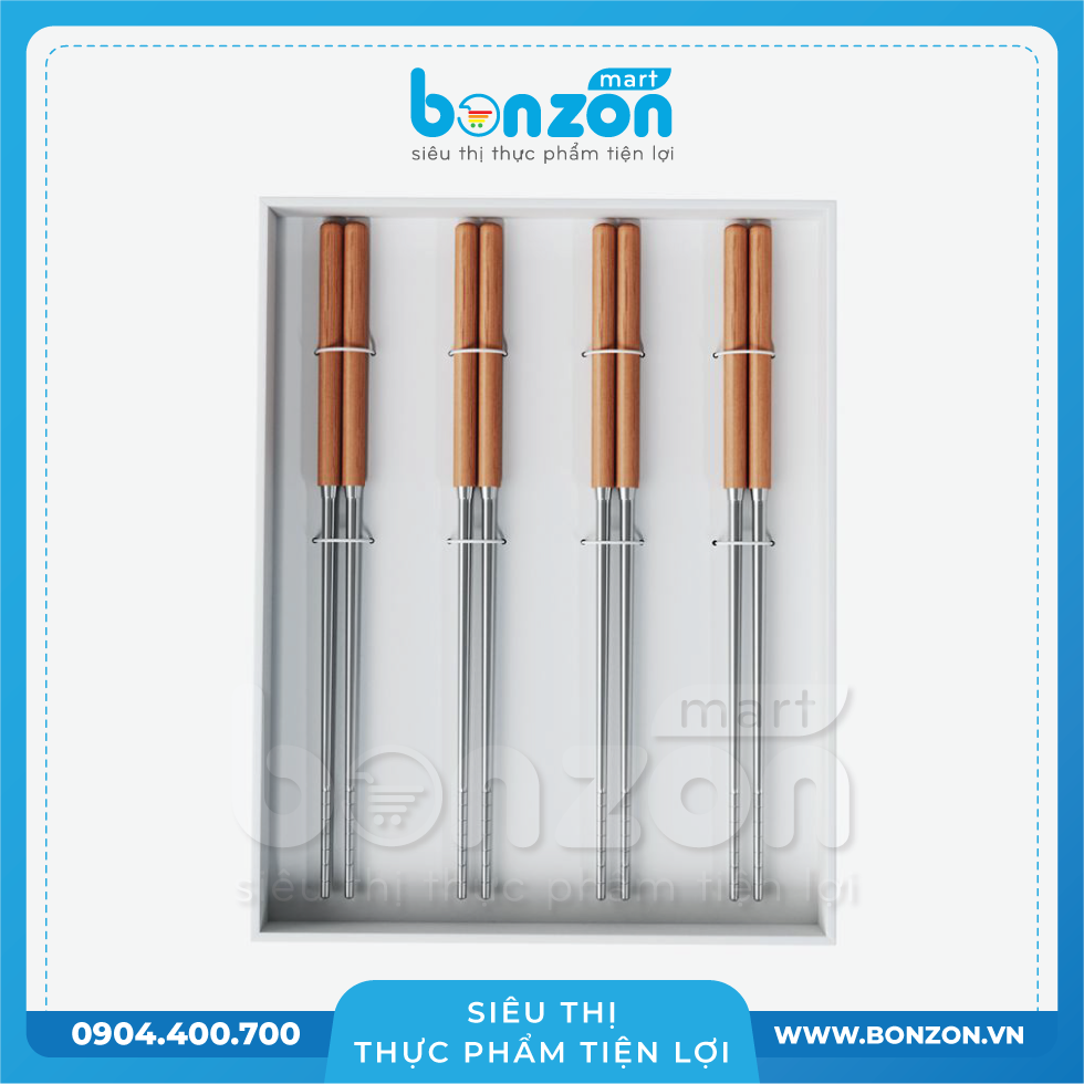 BỘ 4 ĐŨA CHUÔI GỖ CALABRIA TULIP-16.4X21X2.5-BẠC,GỖ