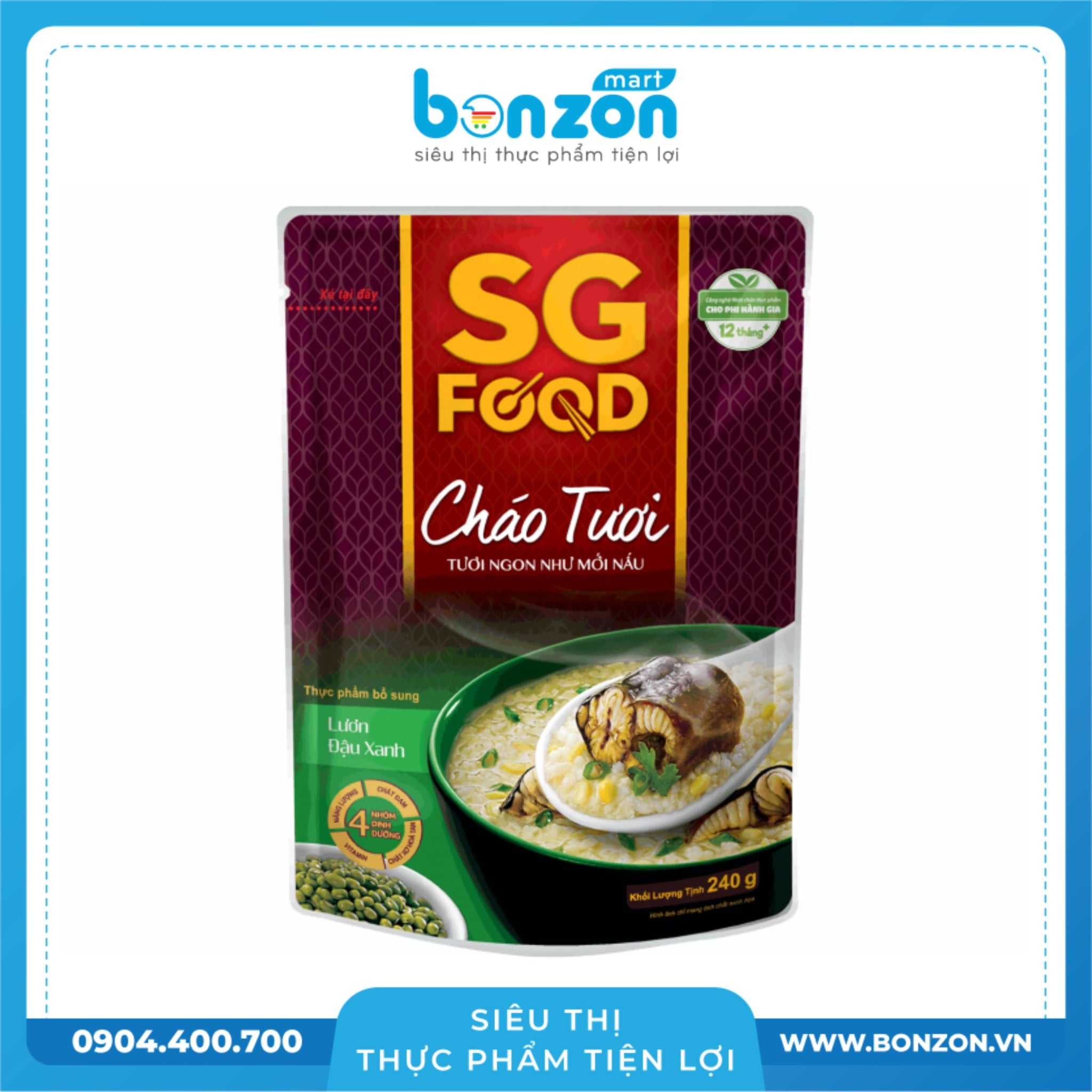 CHÁO TƯƠI LƯƠN ĐẬU XANH SG FOOD (240G)