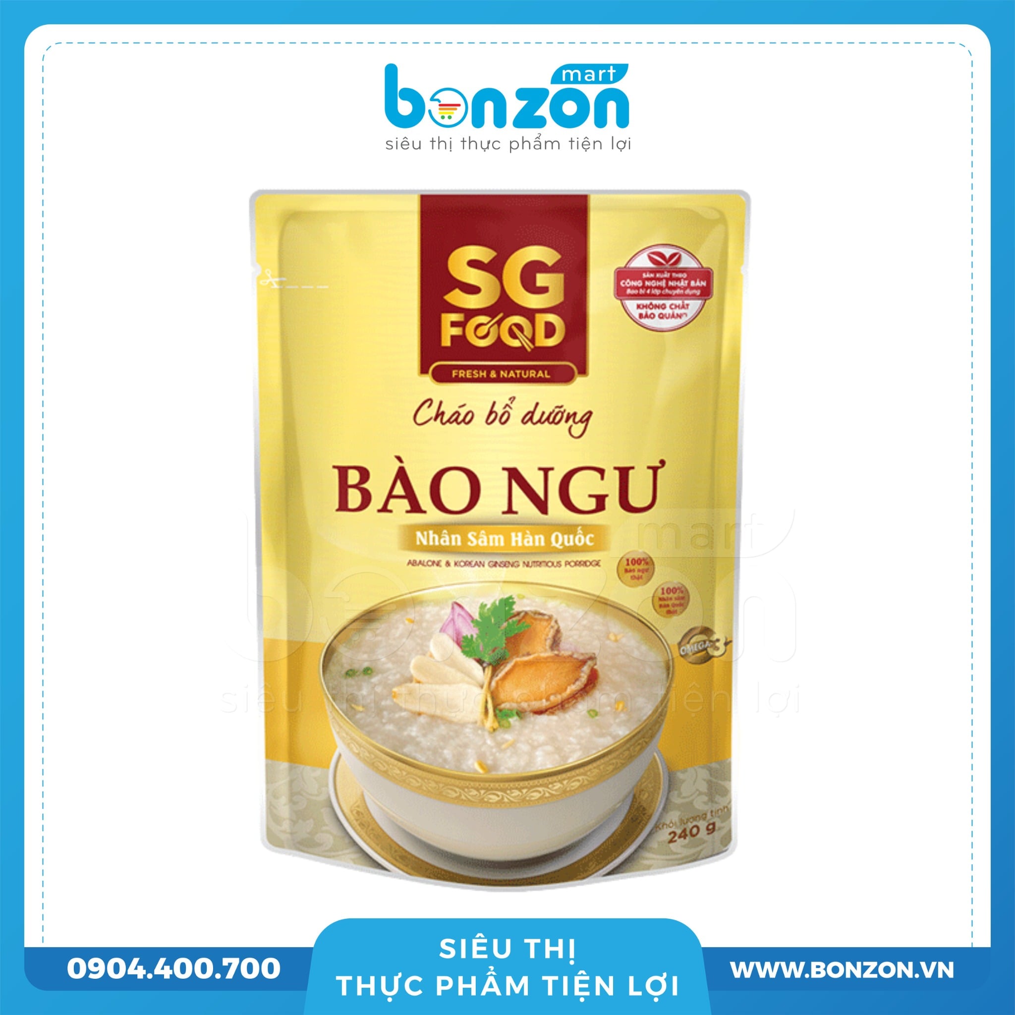 CHÁO BỔ DƯỠNG BÀO NGƯ NHÂN SÂM HÀN QUỐC (240G)