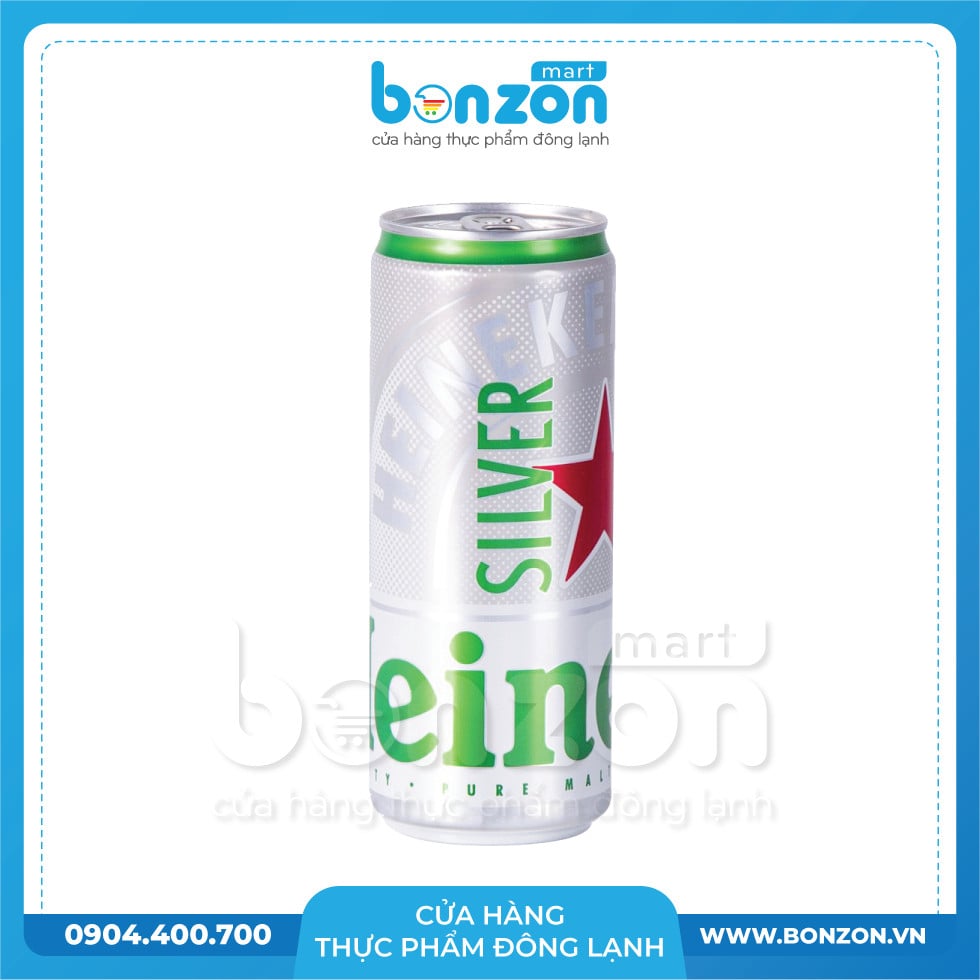 [24 LON TẶNG KHÔ BÒ/NGŨ HẠT] BIA HEINEKEN LON BẠC 330ML