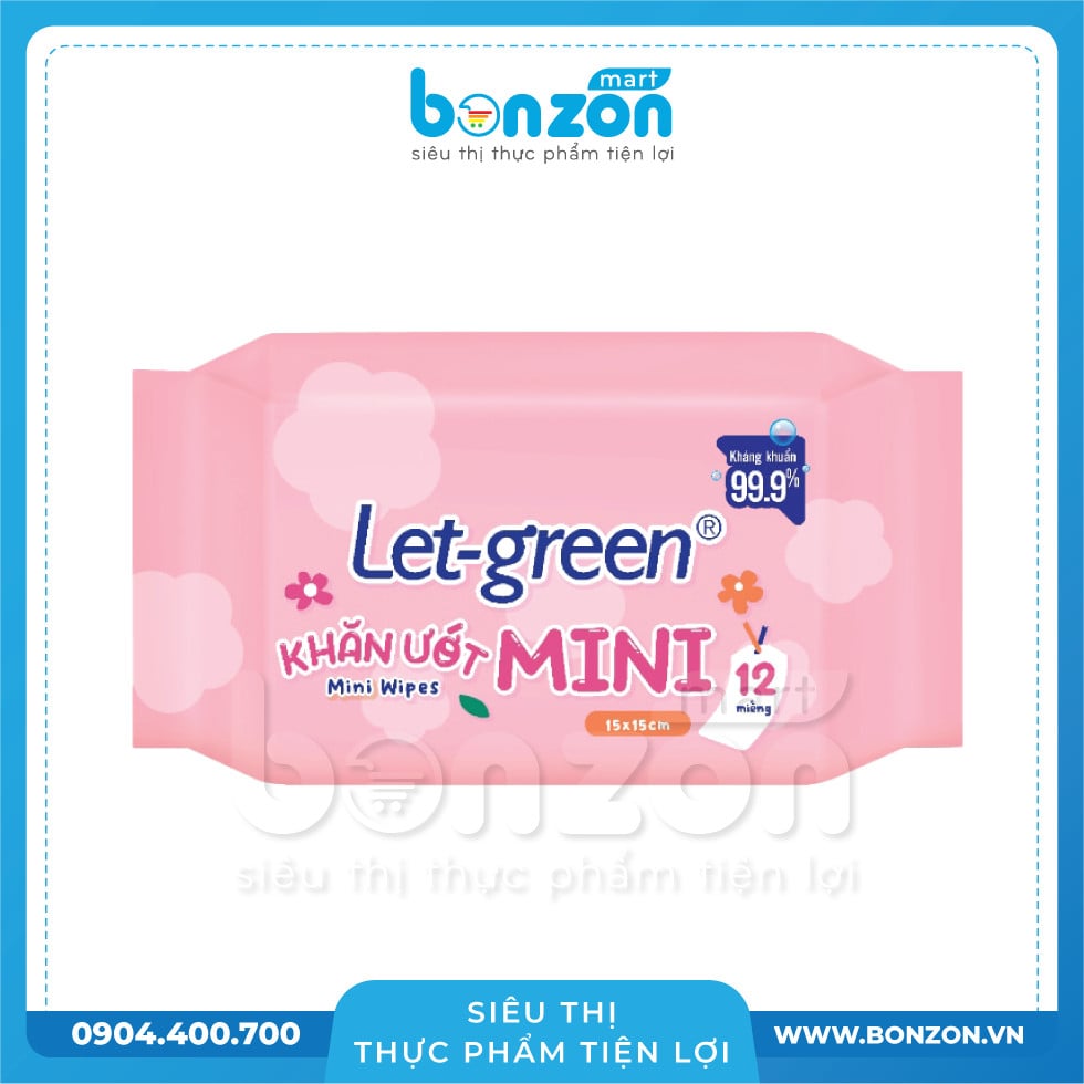 KHĂN ƯỚT LET GREEN MINI 12 MIẾNG