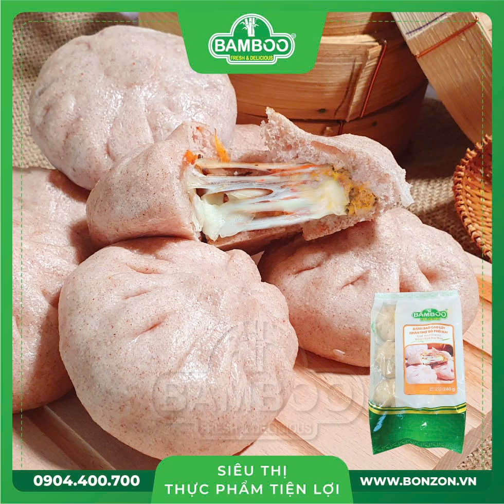 BÁNH BAO GẠO LỨT NHÂN THỊT BÒ PHÔ MAI BAMBOO 40G (240G)