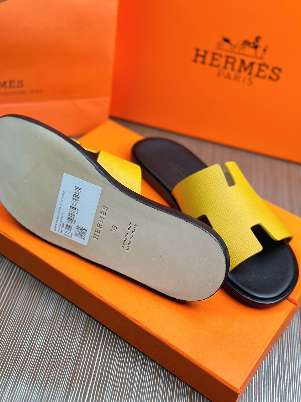 DÉP HERMES NAM ĐẾ GỖ – Hà Khẩu Shop