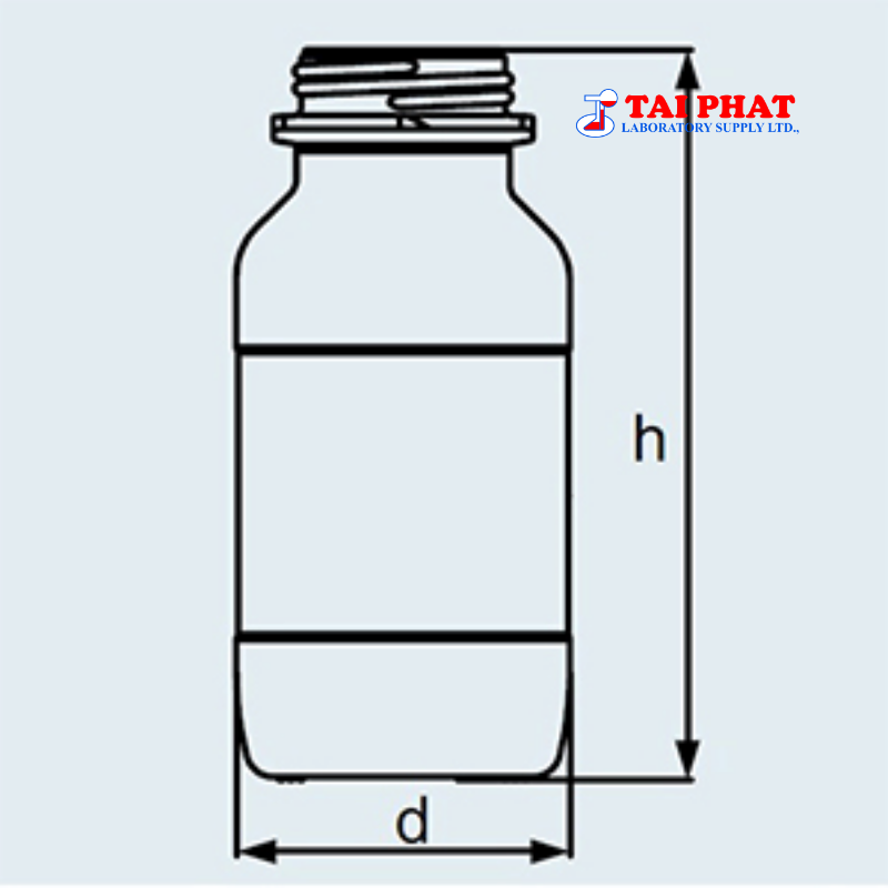 Chai vuông cổ vặn miệng rộng với nắp vặn chuẩn thủy tinh soda-lime - DURAN