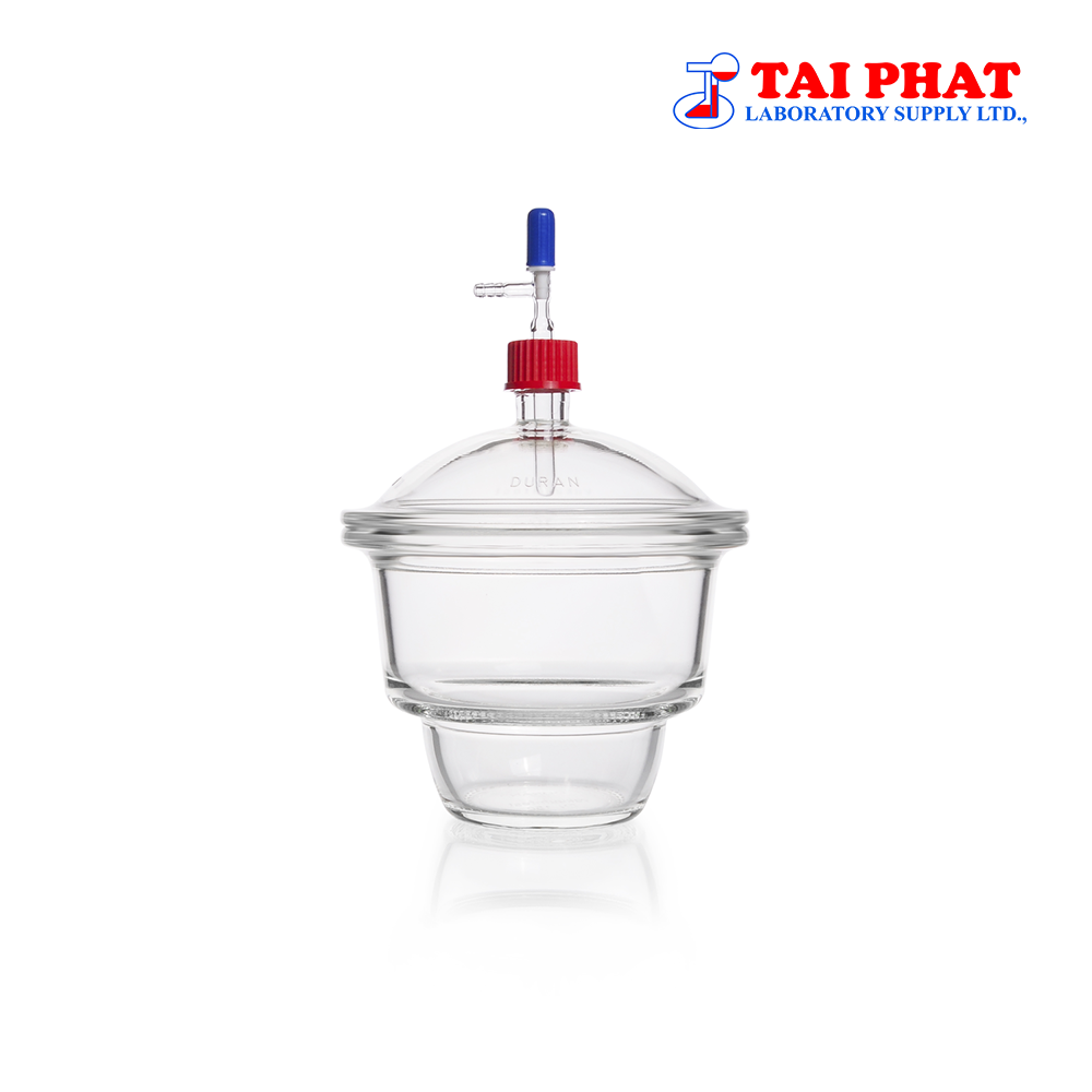 Bình Hút Ẩm Có Vòi Dạng MOBILEX, Vĩ Sứ, Nắp Vặn GL32, Khóa PTFE - DURAN