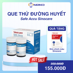 Que thử đường huyết Safe-Accu Sinocare (50 que) tặng kèm kim chích máu
