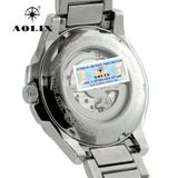  Đồng Hồ Cơ Lộ Máy Aolix AL-3020M Nam Dây Thép Bạc 