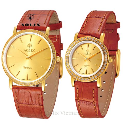 đồng hồ đôi dây da aolix al-9039