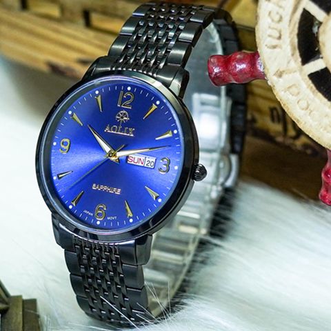  Đồng Hồ Nam Mặt Xanh Aolix AL-9197M Sapphire Dây Thép Bảo Hành 5 Năm 