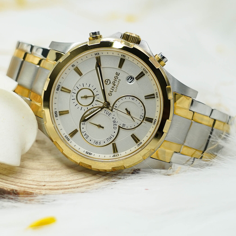 đồng hồ nam dây thép 6 kim sunrise dm759swa sapphire