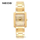  Đồng Hồ Nữ Neos N-30856L Dây Thép Vàng Mặt Chữ Nhật 