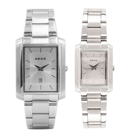  Đồng hồ Cặp Tình Nhân Neos N-30856 Dây Thép Đen Sapphire 