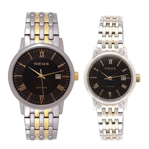  Đồng Hồ Cặp Đẹp Neos N-30859 Tình Nhân Dây Thép 