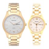  Đồng Hồ Cặp Neos N-30869 Dây Thép Bạc Phối Vàng 