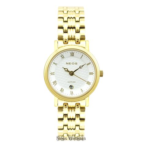  Đồng Hồ Neos N-30917L Nữ Sapphire Dây Thép Vàng 