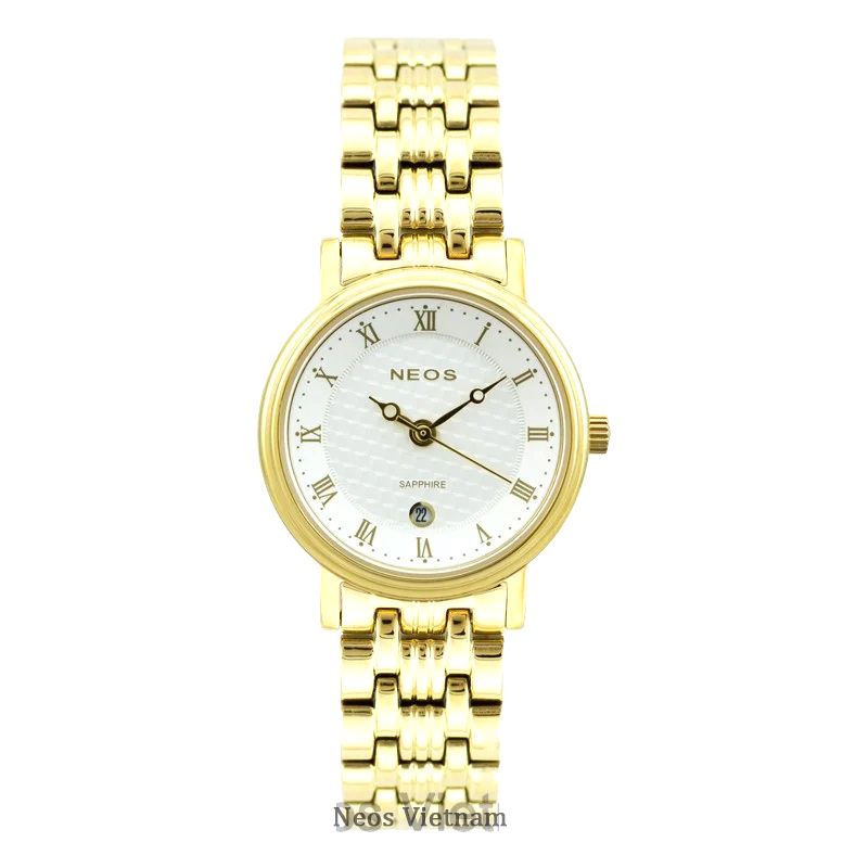  Đồng Hồ Neos N-30917L Nữ Sapphire Dây Thép Vàng 