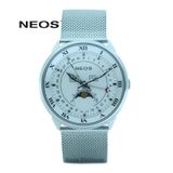  Đồng Hồ Lịch Tuần Trăng Nam Dây Lưới Neos N-40668M Sapphire 