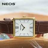  Đồng Hồ Dây Da Nữ Neos N-40674L Sapphire Mặt Vuông 