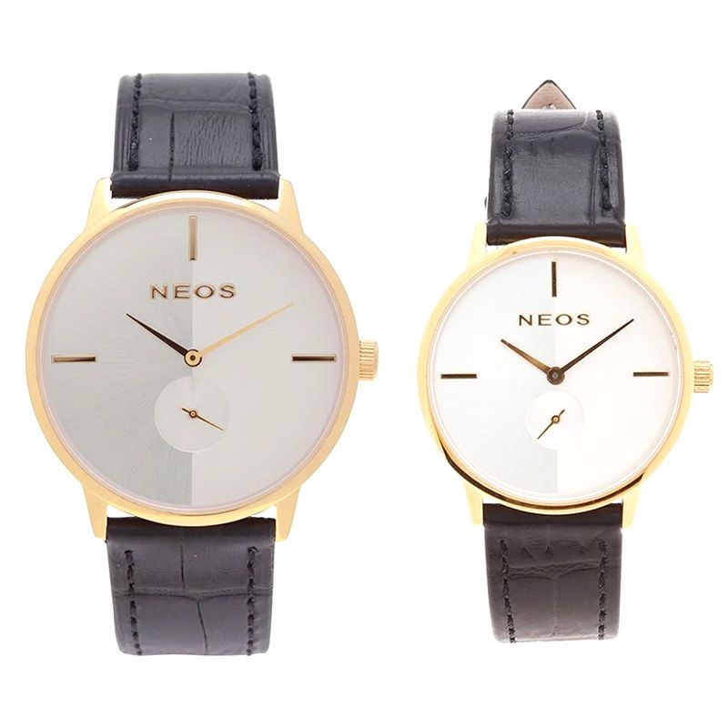  Đồng hồ Neos N-40679 Cặp Tình Nhân Dây Da 