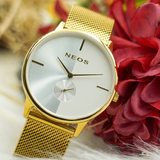  Đồng Hồ Đôi Tình Nhân Neos N-40679 Sapphire Dây Lưới Chính Hãng 